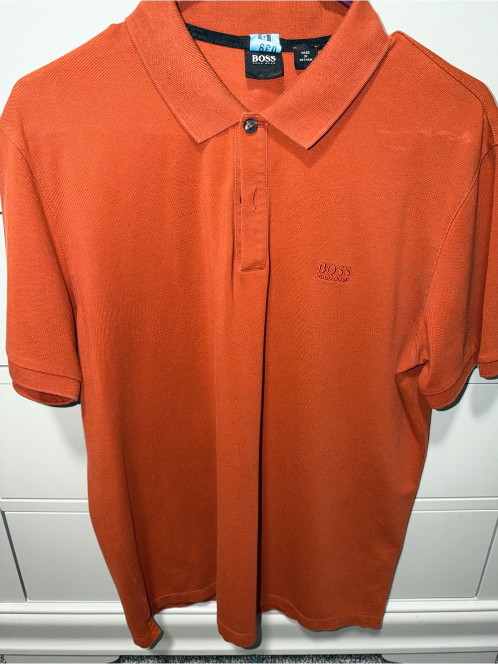 Hugo Boss Orange Short Sleeve Polo in Rust Orange